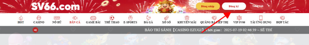 Đăng ký SV66 - Tạo tài khoản nhận ngay khuyến mãi 300k 10 Nhấn chọn mục “Đăng ký”