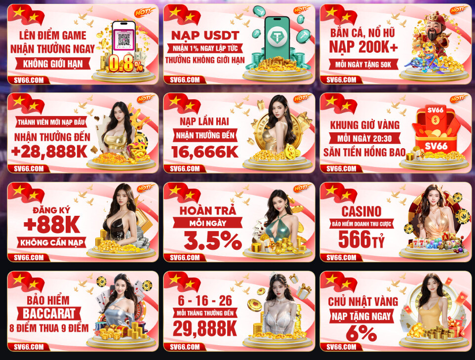 Nạp tiền SV66 - Giao dịch thành công nhận ngay 188k 13 Khuyến mãi SV66 tặng tiền thưởng cho người chơi
